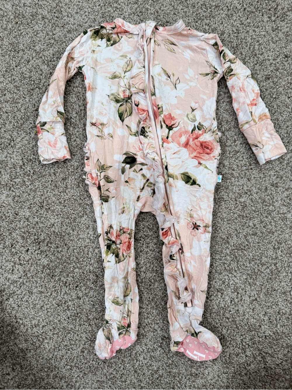 Posh Peanut Pink Floral Footed One-Piece Sleeper